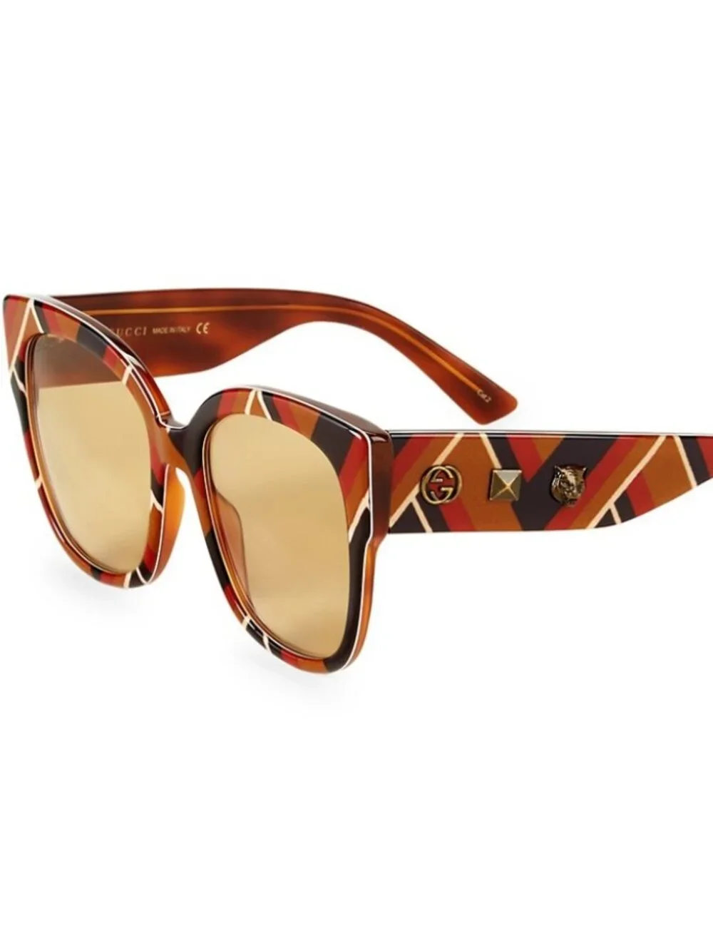 NWT~GUCCI~GG0059S 55MM Red Multi Square Sunglasses